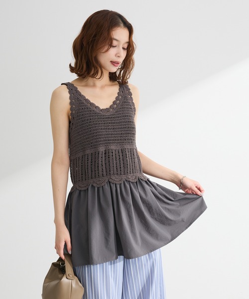 Sugar spoon(シュガースプーン)の「・SUGAR SPOON クロシェキリカエチュニック(チュニック・レディース・ブラック/グレイッシュベージュ/アイボリー/チャコールグレー・FREE)」の4枚目の写真