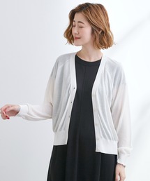 grove（グローブ）の「大人な抜け感シアーラグランVネックカーデ（カーディガン/ボレロ）」
