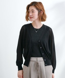 さっと二の腕カバー 大人な抜け感シアーラグランVネックカーデ