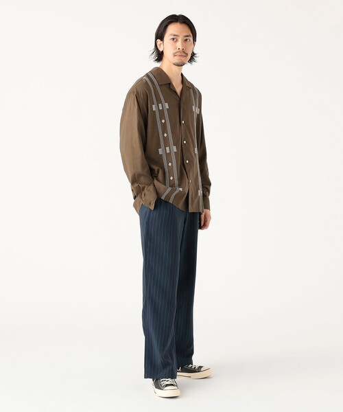 B:MING by BEAMS（ビーミングバイビームス）の「刺繍 オープンカラー シャツ（シャツ/ブラウス・メンズ・ブラック/オリーブ・S/M/L/XL）」の4枚目の写真