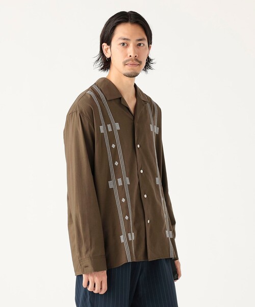 B:MING by BEAMS（ビーミングバイビームス）の「刺繍 オープンカラー シャツ（シャツ/ブラウス・メンズ・ブラック/オリーブ・S/M/L/XL）」の5枚目の写真