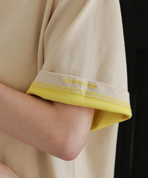 CREARE -LINO-（クレアーレリノ）の「ダメージ加工バイカラーTシャツ（Tシャツ/カットソー・メンズ・グレー/ベージュ/ブラック/イエロー・LARGE/MEDIUM）」の9枚目の写真