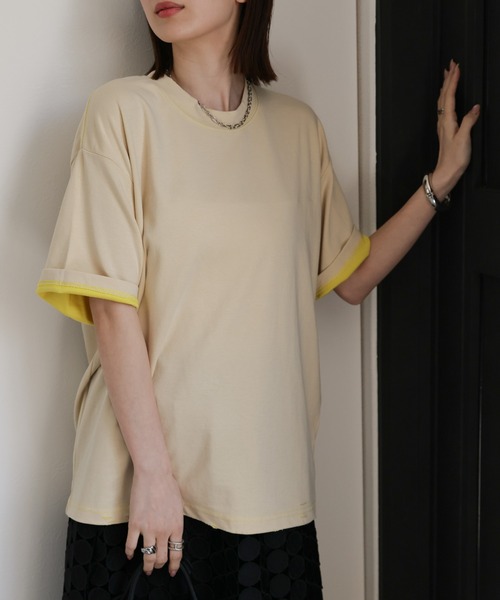 CREARE -LINO-（クレアーレリノ）の「ダメージ加工バイカラーTシャツ（Tシャツ/カットソー・メンズ・グレー/ベージュ/ブラック/イエロー・LARGE/MEDIUM）」の21枚目の写真