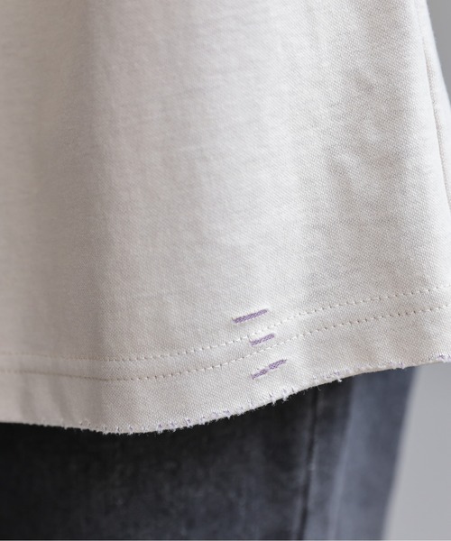 CREARE -LINO-（クレアーレリノ）の「ダメージ加工バイカラーTシャツ（Tシャツ/カットソー・メンズ・グレー/ベージュ/ブラック/イエロー・LARGE/MEDIUM）」の13枚目の写真