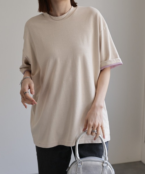 CREARE -LINO-（クレアーレリノ）の「ダメージ加工バイカラーTシャツ（Tシャツ/カットソー・メンズ・グレー/ベージュ/ブラック/イエロー・LARGE/MEDIUM）」の10枚目の写真