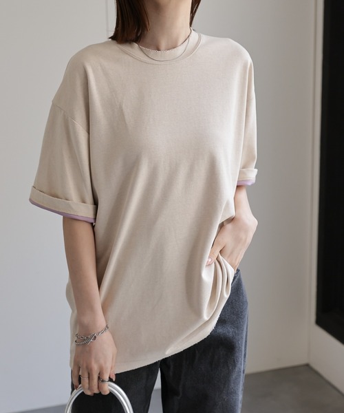 CREARE -LINO-（クレアーレリノ）の「ダメージ加工バイカラーTシャツ（Tシャツ/カットソー・メンズ・グレー/ベージュ/ブラック/イエロー・LARGE/MEDIUM）」の22枚目の写真