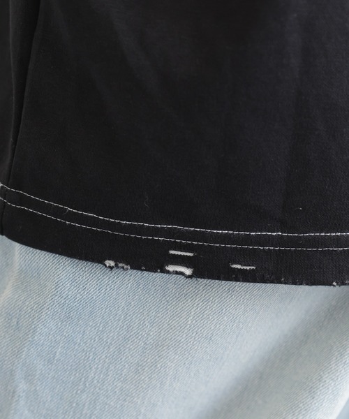 CREARE -LINO-（クレアーレリノ）の「ダメージ加工バイカラーTシャツ（Tシャツ/カットソー・メンズ・グレー/ベージュ/ブラック/イエロー・LARGE/MEDIUM）」の14枚目の写真