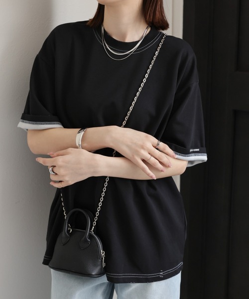 CREARE -LINO-（クレアーレリノ）の「ダメージ加工バイカラーTシャツ（Tシャツ/カットソー・メンズ・グレー/ベージュ/ブラック/イエロー・LARGE/MEDIUM）」の15枚目の写真