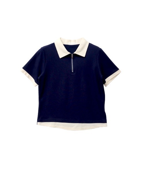 CLOTHY（クロシィ）の「【こなれたバイカラー、ひとくせジップ】ジップ使いポロシャツ（ポロシャツ・レディース・ネイビー/レッド/グレー・MEDIUM）」の19枚目の写真