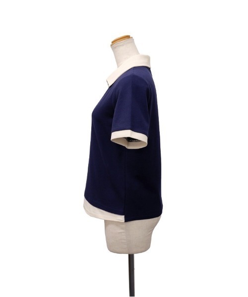CLOTHY（クロシィ）の「【こなれたバイカラー、ひとくせジップ】ジップ使いポロシャツ（ポロシャツ・レディース・ネイビー/レッド/グレー・MEDIUM）」の15枚目の写真