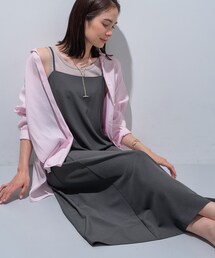 INDIVI＊ベージュ＊【マシンウォッシュ】パウダリーサテンワンピース INDIVI＊ベージュ＊【マシンウォッシュ】パウダリーサテンワンピース
