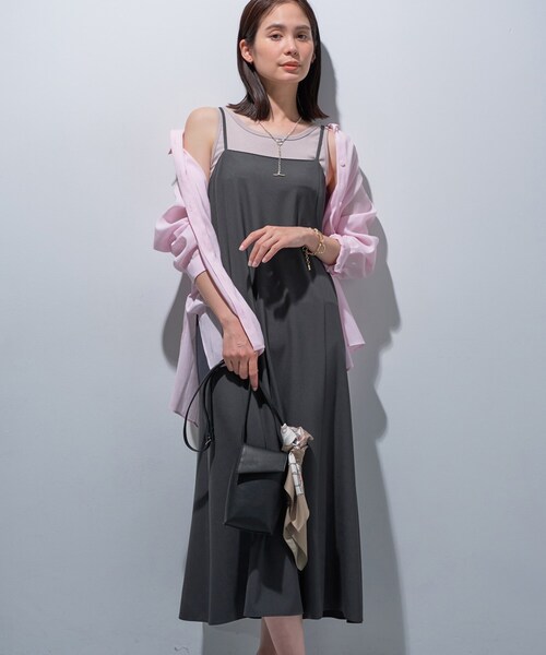 INDIVI（インディヴィ）の「【UVケア】エアリージョーゼット キャミワンピース（ワンピース・レディース・ダークグレー/ブラウン系/ブラック・38/34/15 /13/05）」の13枚目の写真
