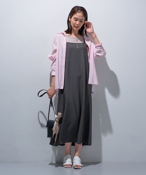 INDIVI（インディヴィ）の「【UVケア】エアリージョーゼット キャミワンピース（ワンピース・レディース・ダークグレー/ブラウン系/ブラック・38/34/15 /13/05）」の14枚目の写真