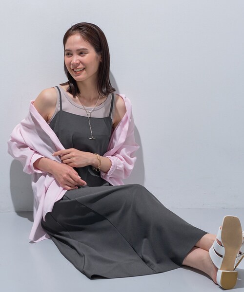 INDIVI（インディヴィ）の「【UVケア】エアリージョーゼット キャミワンピース（ワンピース・レディース・ダークグレー/ブラウン系/ブラック・38/34/15 /13/05）」の15枚目の写真