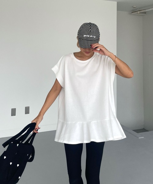 CHERI since1985（シェリ）の「裾フリルフレンチスリーブＴ（Tシャツ/カットソー・レディース・ブラック/ホワイト・FREE）」の13枚目の写真