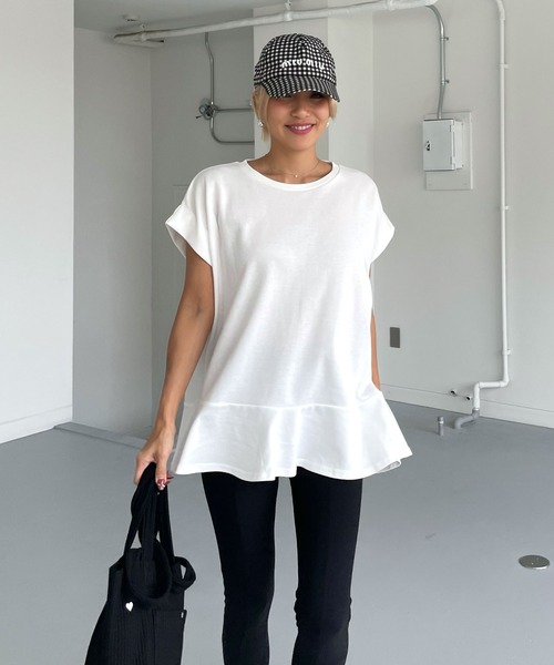 CHERI since1985（シェリ）の「裾フリルフレンチスリーブＴ（Tシャツ/カットソー・レディース・ブラック/ホワイト・FREE）」の18枚目の写真