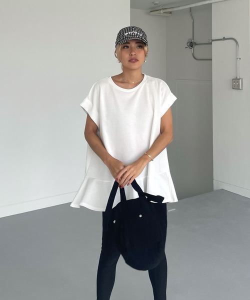 裾フリルフレンチスリーブT（Tシャツ/カットソー）｜CHERI