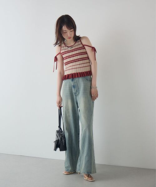 kivi(キヴィ)の「frills border knit(タンクトップ・レディース・ベージュ/グリーン/ホワイト・FREE)」の10枚目の写真