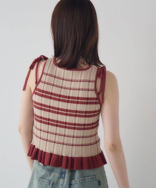 kivi(キヴィ)の「frills border knit(タンクトップ・レディース・ベージュ/グリーン/ホワイト・FREE)」の16枚目の写真