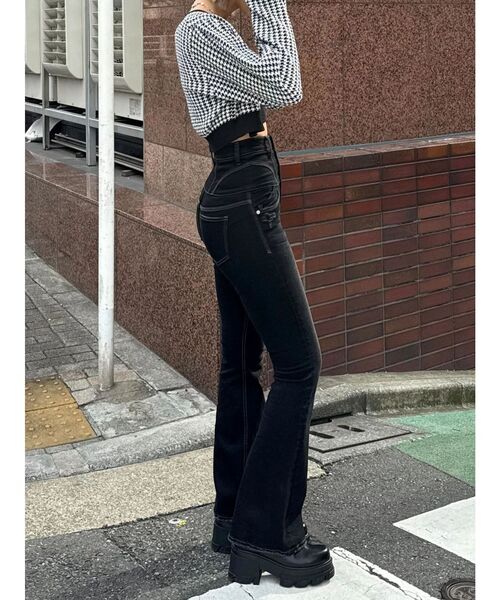 EMODA（エモダ）の「ハウンズトゥースツインニット（ニット/セーター・レディース・グレー/ブラック/ベージュ・FREE）」の9枚目の写真