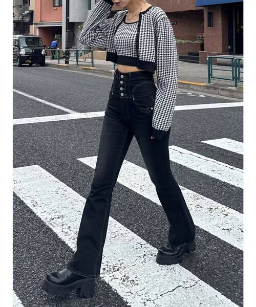 EMODA（エモダ）の「ハウンズトゥースツインニット（ニット/セーター・レディース・グレー/ブラック/ベージュ・FREE）」の11枚目の写真