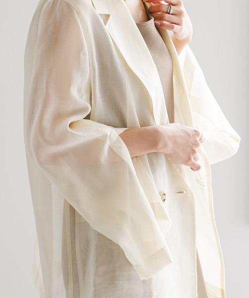 NOBLE ソフトオーガンジーシアージャケット ベージュ 38 NOBLE ソフトオーガンジーシアージャケット ベージュ 38 追加