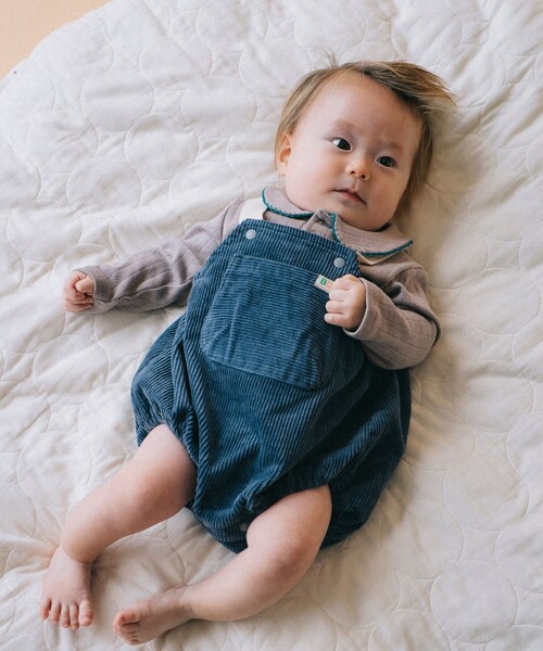 BEAMS mini（ビームスミニ）の「【WEB限定】ベビー コーデュロイ サロペット 2025FW（70～80cm）（ロンパース・キッズ・ホワイト系その他7/ブルー系その他・80/70）」の2枚目の写真