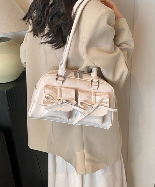 セール】ダブルリボンポケットボストンバッグ（ボストンバッグ）｜yuue