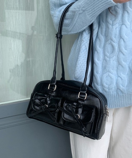 yuue' ( wear )（ユーイ）の「ダブルリボンポケットボストンバッグ（ボストンバッグ・レディース・シルバー/ブラック/アイボリー/レッド・FREE）」の22枚目の写真
