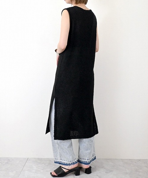 STYLEBLOCK（スタイルブロック）の「ネップヤーンニットノースリーブワンピース（ワンピース・レディース・ホワイト/ブラック・M）」の6枚目の写真