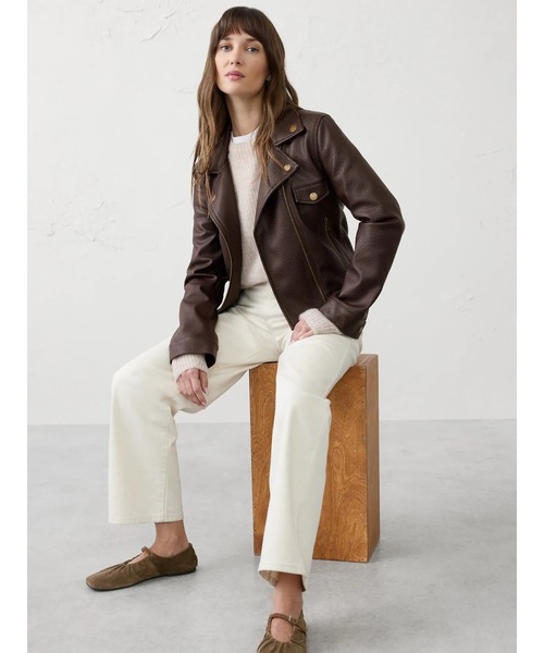 8月末価格❣️ BANANA REPUBLIC ベージュレザーライダースジャケット 8月末価格❣️ BANANA REPUBLIC ベージュレザーライダースジャケット