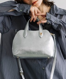 ボストンバッグ（シルバー/銀色系・レザー・本革）ファッション