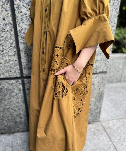 ADORE　シェルカットワークワンピース　黒　今期秋冬 セール】◇シェルカットワークワンピース（ワンピース）｜ADORE