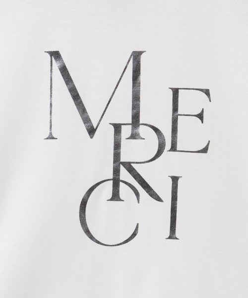 Mac-House(マックハウス)の「Idnes MERCI箔プリントTシャツ(Tシャツ/カットソー・レディース・キャメル/ベージュ/オフホワイト・M)」の5枚目の写真