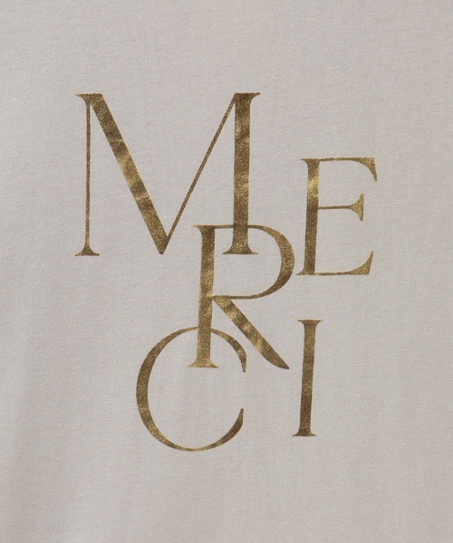 Mac-House(マックハウス)の「Idnes MERCI箔プリントTシャツ(Tシャツ/カットソー・レディース・キャメル/ベージュ/オフホワイト・M)」の8枚目の写真