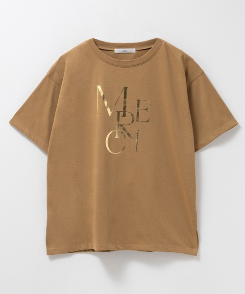 Mac-House(マックハウス)の「Idnes MERCI箔プリントTシャツ(Tシャツ/カットソー・レディース・キャメル/ベージュ/オフホワイト・M)」の21枚目の写真