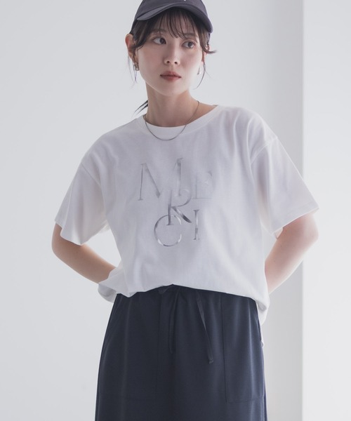 Mac-House(マックハウス)の「Idnes MERCI箔プリントTシャツ(Tシャツ/カットソー・レディース・キャメル/ベージュ/オフホワイト・M)」の12枚目の写真