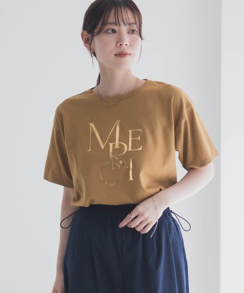 Mac-House(マックハウス)の「Idnes MERCI箔プリントTシャツ(Tシャツ/カットソー・レディース・キャメル/ベージュ/オフホワイト・M)」の16枚目の写真