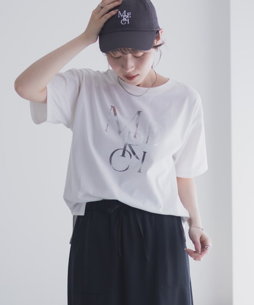 Mac-House(マックハウス)の「Idnes MERCI箔プリントTシャツ(Tシャツ/カットソー・レディース・キャメル/ベージュ/オフホワイト・M)」の22枚目の写真