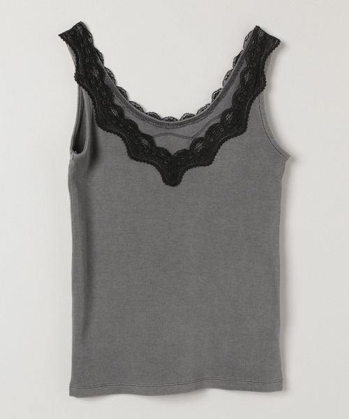 JEANASIS（ジーナシス）の「レーストリムテレコタンク/586048（タンクトップ・レディース・ホワイト/グレー系その他/ブラック・FREE）」の3枚目の写真