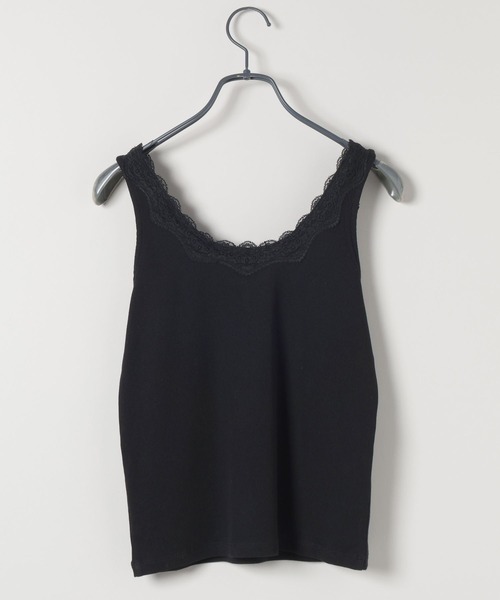 JEANASIS（ジーナシス）の「レーストリムテレコタンク/586048（タンクトップ・レディース・ホワイト/グレー系その他/ブラック・FREE）」の4枚目の写真