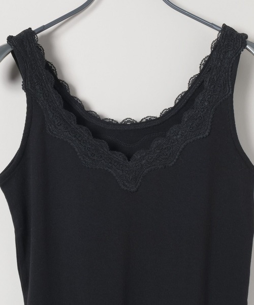 JEANASIS（ジーナシス）の「レーストリムテレコタンク/586048（タンクトップ・レディース・ホワイト/グレー系その他/ブラック・FREE）」の5枚目の写真