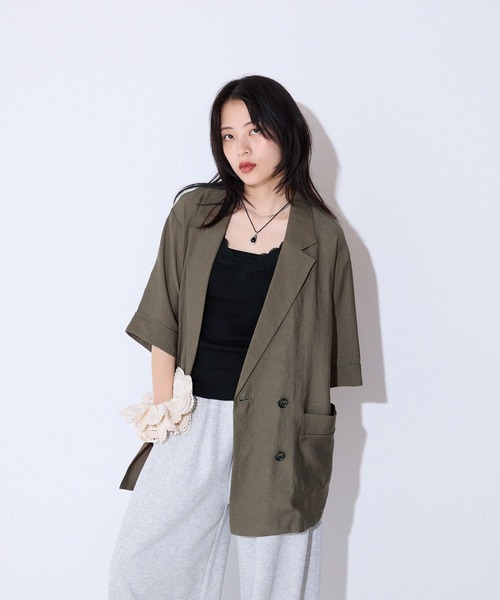 JEANASIS（ジーナシス）の「レーストリムテレコタンク/586048（タンクトップ・レディース・ホワイト/グレー系その他/ブラック・FREE）」の19枚目の写真