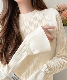 classicalelf（クラシカルエルフ）の「袖にキュン♪大人女子の旬顔トップス。袖フレアハイネックランダムリブニット（長袖）（ニット/セーター）」