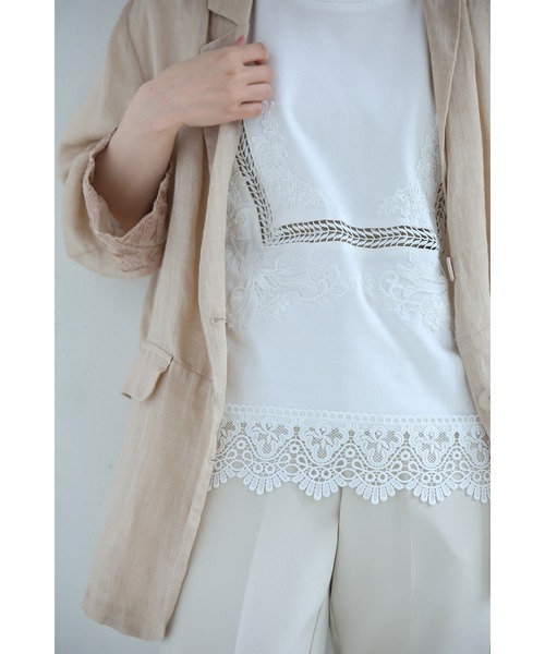 cawaii(カワイイ)の「日常にひと匙のエレガント レースTシャツ(Tシャツ/カットソー・レディース・ブラック/ホワイト・FREE)」の3枚目の写真