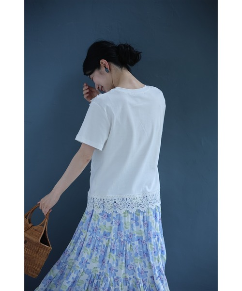 cawaii(カワイイ)の「日常にひと匙のエレガント レースTシャツ(Tシャツ/カットソー・レディース・ブラック/ホワイト・FREE)」の7枚目の写真