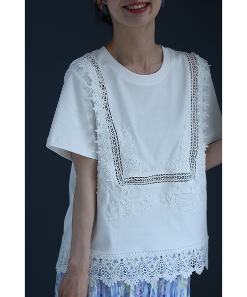 cawaii(カワイイ)の「日常にひと匙のエレガント レースTシャツ(Tシャツ/カットソー・レディース・ブラック/ホワイト・FREE)」の16枚目の写真