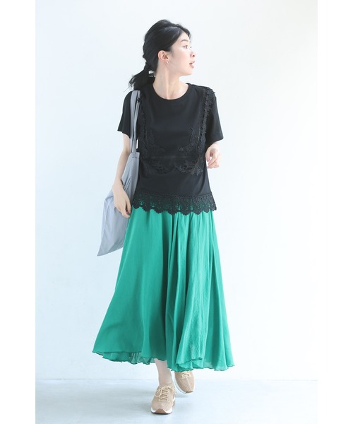 cawaii(カワイイ)の「日常にひと匙のエレガント レースTシャツ(Tシャツ/カットソー・レディース・ブラック/ホワイト・FREE)」の17枚目の写真