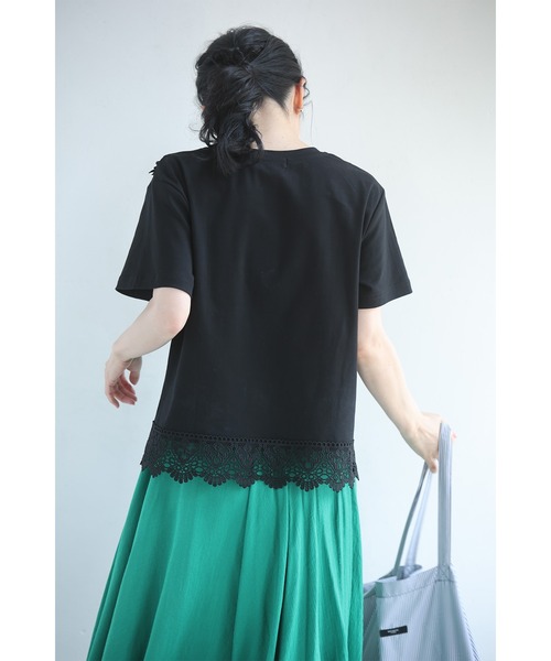 cawaii(カワイイ)の「日常にひと匙のエレガント レースTシャツ(Tシャツ/カットソー・レディース・ブラック/ホワイト・FREE)」の12枚目の写真