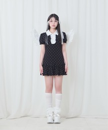 honey cinnamon配色ツイードポイントリボンワンピース サックスブルー 配色ツイードポイントリボンワンピース – BUNNY APARTMENT